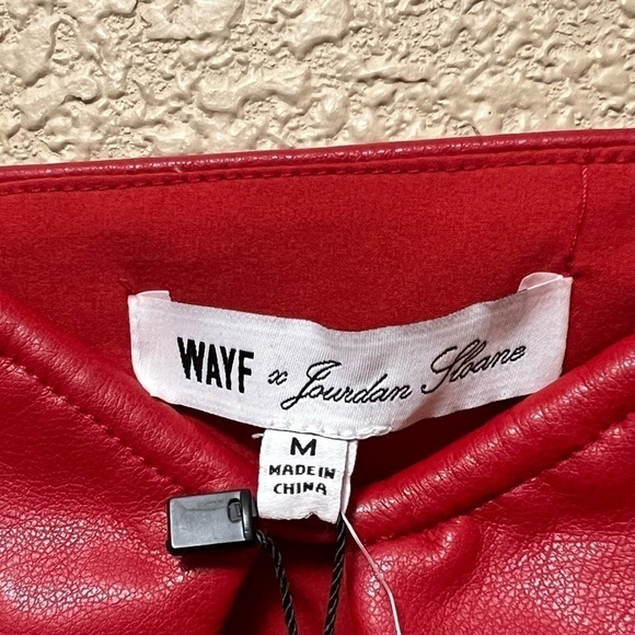 New! WAYF x Jourdan Sloane Giselle Faux Leather Crop Camisole Top - Medium - RED - Picture 13 of 16